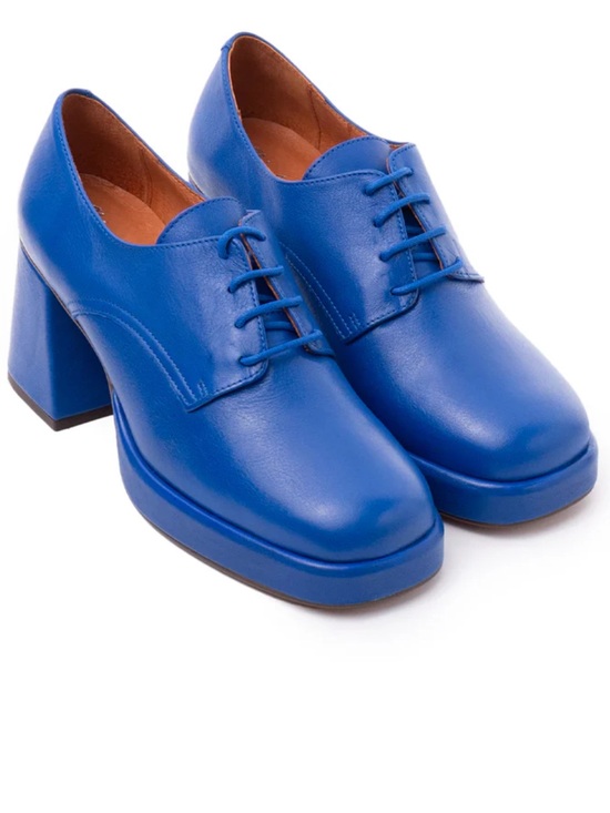 L'INTERVALLE Shoes - Women’s Fashion Lace-Up Chunky Heel Shoe in Electric Blue